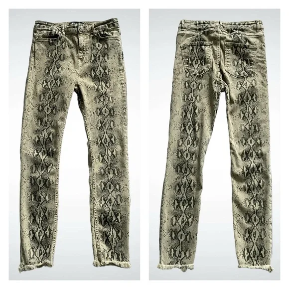 ZARA Snakeskin Print Highrise Skinny Jeans, Size 6 - Picture 11 of 12